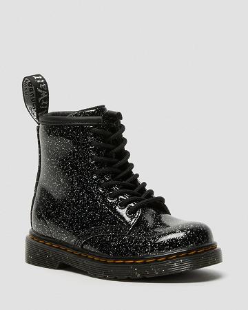 Kids' Dr Martens Toddler 1460 Glitter Lace Up Boots Black | AU 691BEX